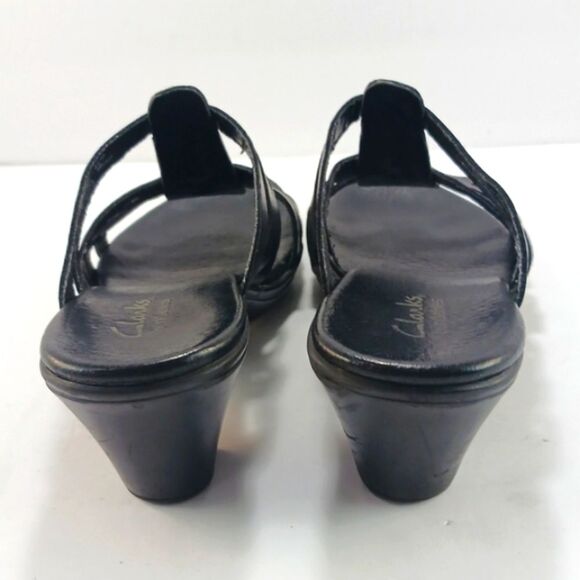 Clarks Bendables Women's Black Leather Strappy Slip- On Sandals Size 7 - Picture 7 of 13